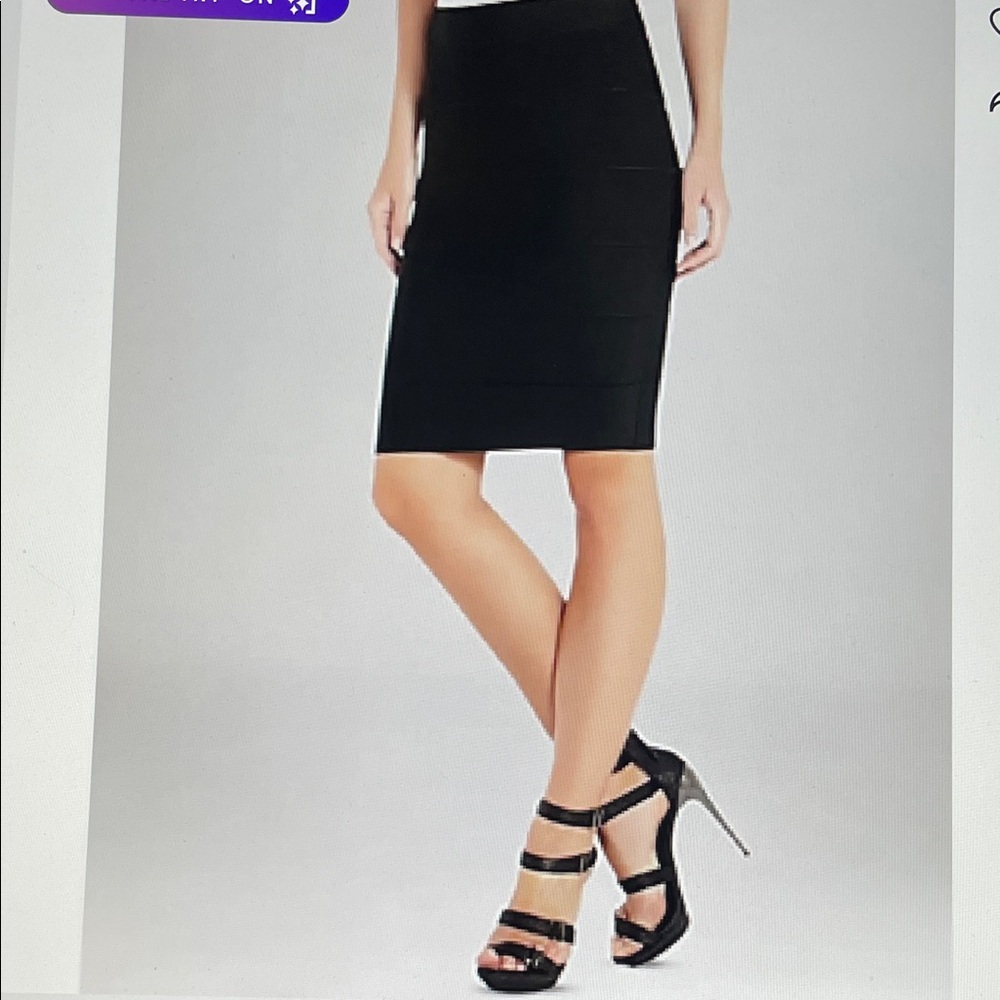 BCBGMAXARIA ALEXA HIGH WAIST BANDAGE  Black Women's Skirt